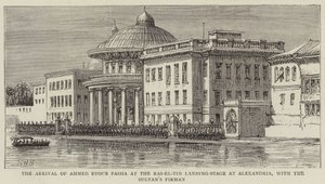 La Llegada de Ahmed Eyoub Pasha al Muelle de Ras-el-Tin en Alejandría, con el Firman del Sultán de Henry William Brewer
